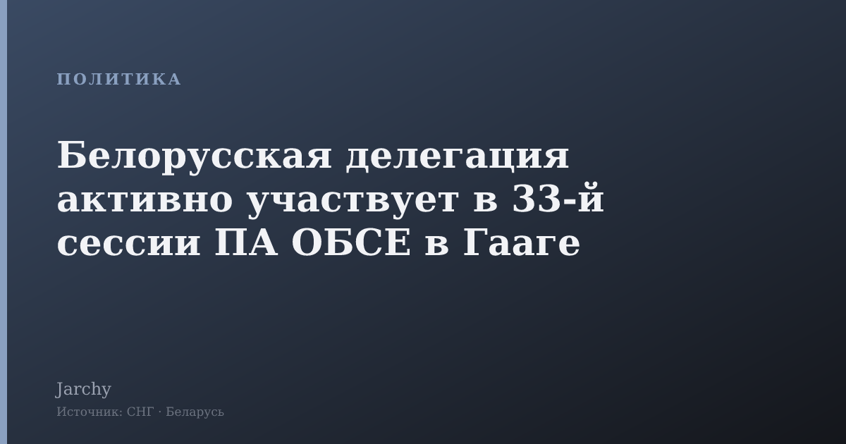 Белорусская делегация активно участвует в 33‑й сессии ПА ОБСЕ в Гааге