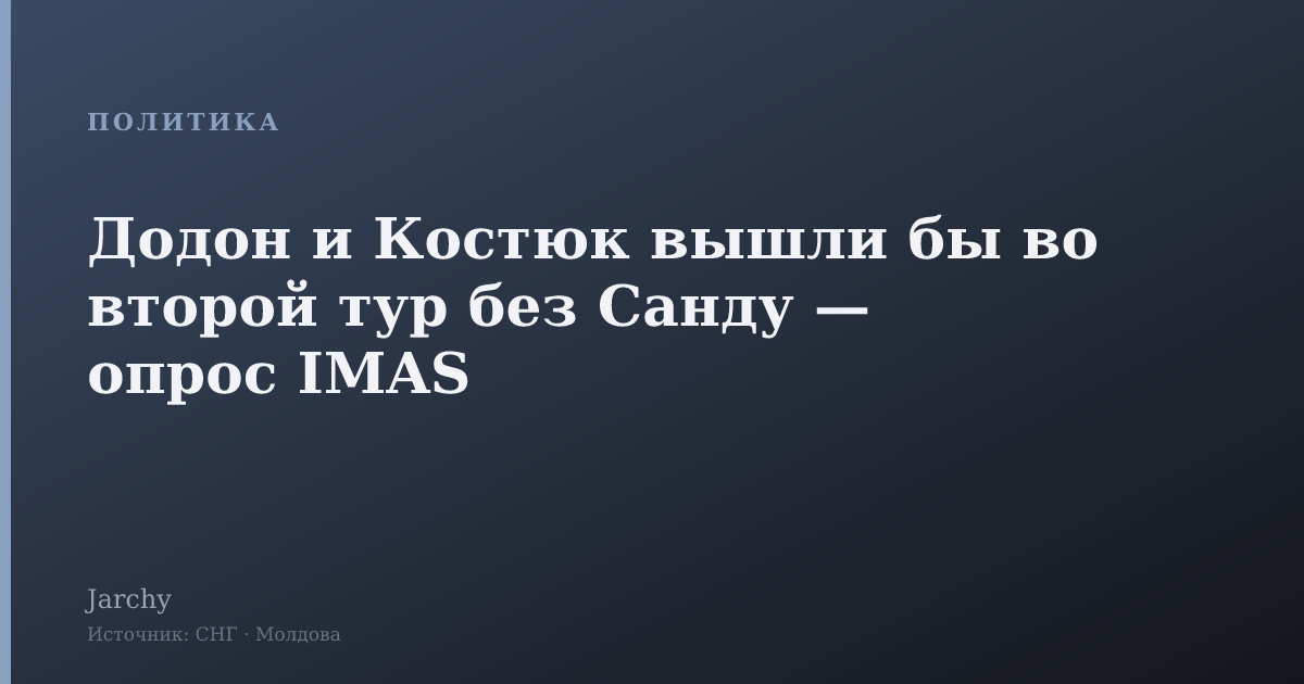 Додон и Костюк вышли бы во второй тур без Санду — опрос IMAS