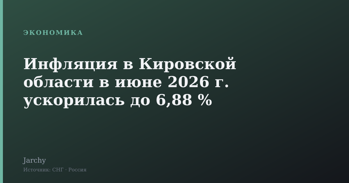Инфляция в Кировской области в июне 2026 г. ускорилась до 6,88 %