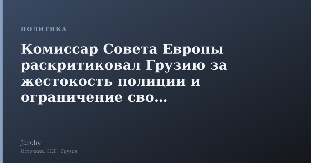 Комиссар Совета Европы раскритиковал Грузию за жестокость полиции и ограничение свобод