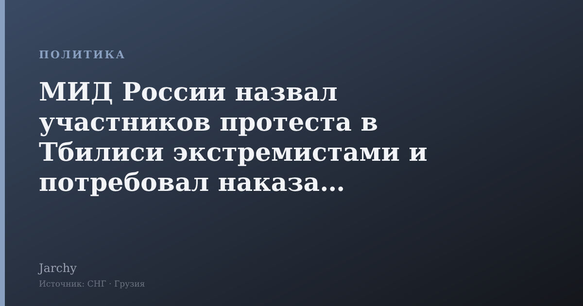 МИД России назвал участников протеста в Тбилиси экстремистами и потребовал наказания