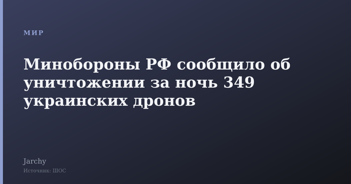 Минобороны РФ сообщило об уничтожении за ночь 349 украинских дронов