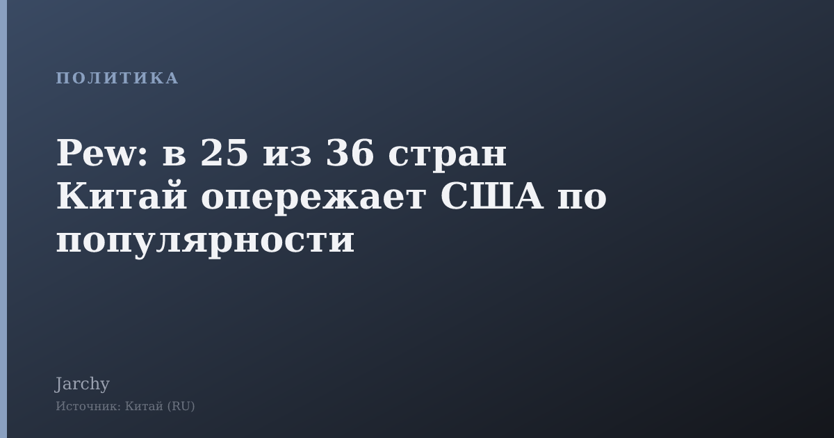 Pew: в 25 из 36 стран Китай опережает США по популярности