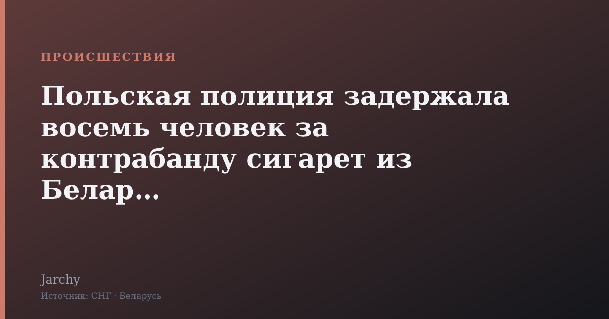 Польская полиция задержала восемь человек за контрабанду сигарет из Беларуси