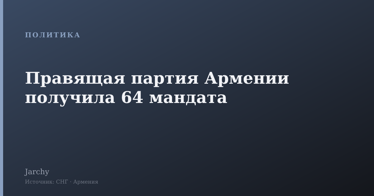 Правящая партия Армении получила 64 мандата