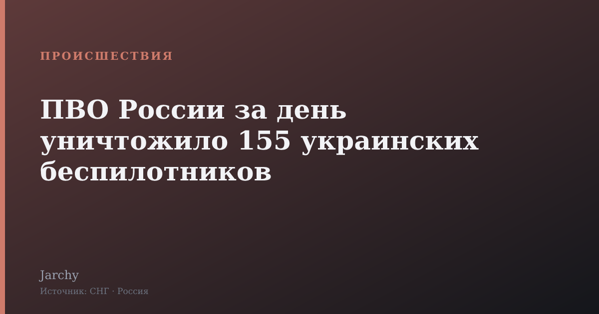 ПВО России за день уничтожило 155 украинских беспилотников