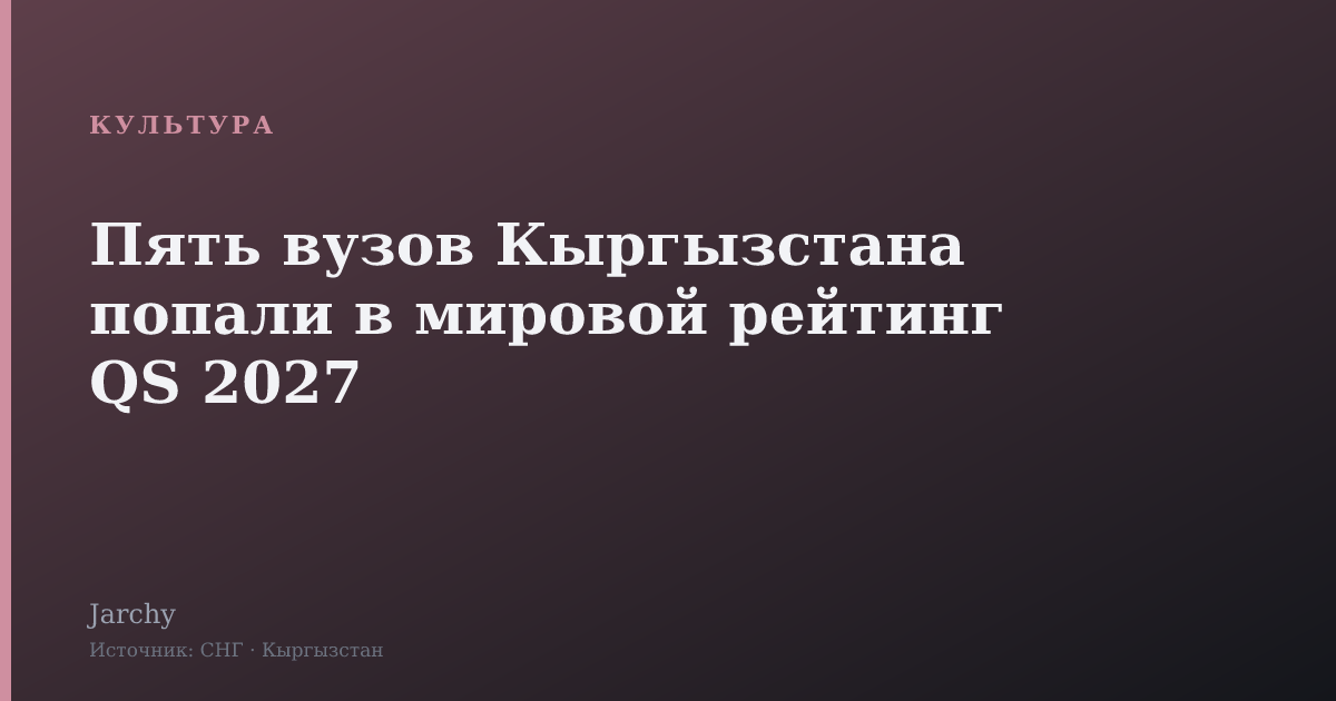 Пять вузов Кыргызстана попали в мировой рейтинг QS 2027