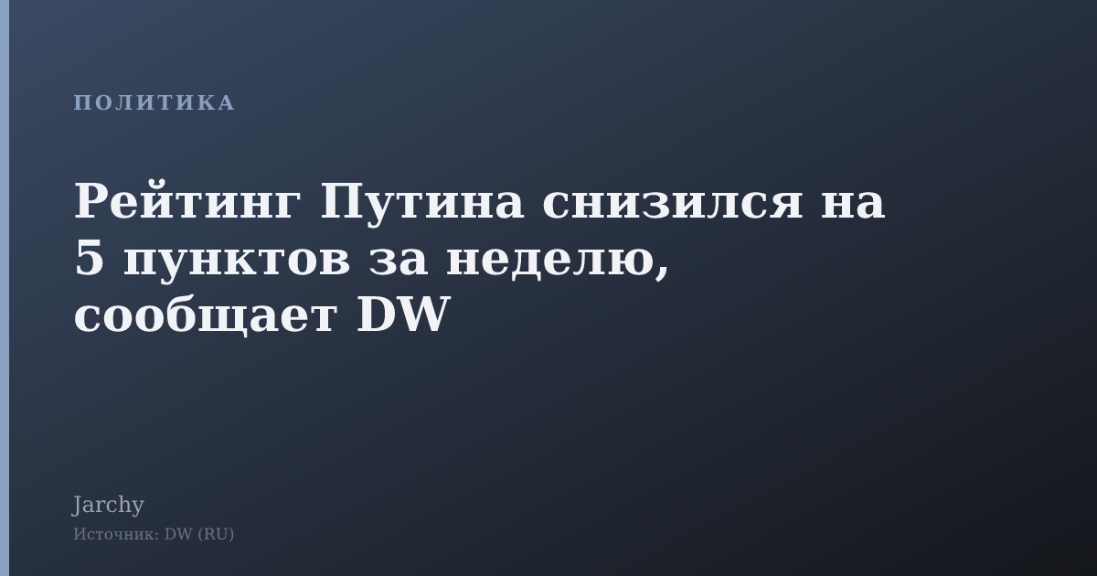 Рейтинг Путина снизился на 5 пунктов за неделю, сообщает DW