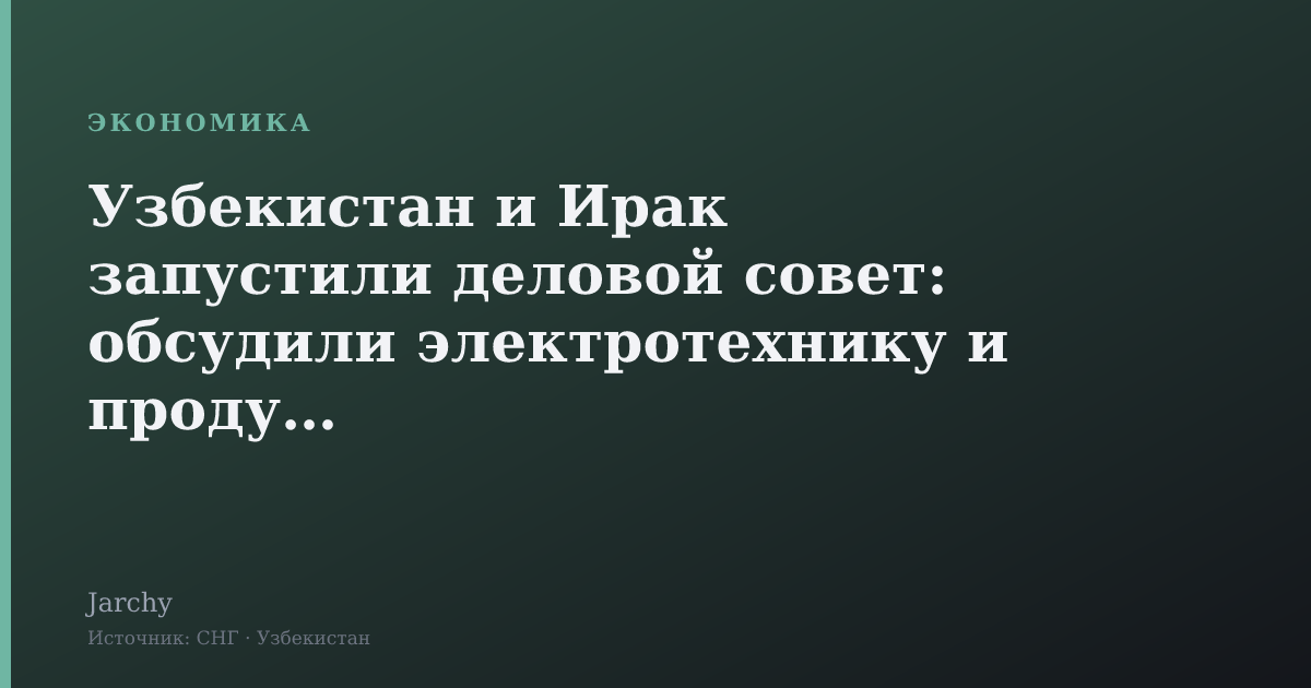 Узбекистан и Ирак запустили деловой совет: обсудили электротехнику и продукты