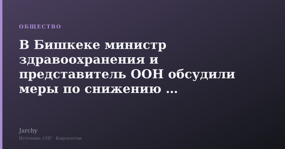 В Бишкеке министр здравоохранения и представитель ООН обсудили меры по снижению ДТП