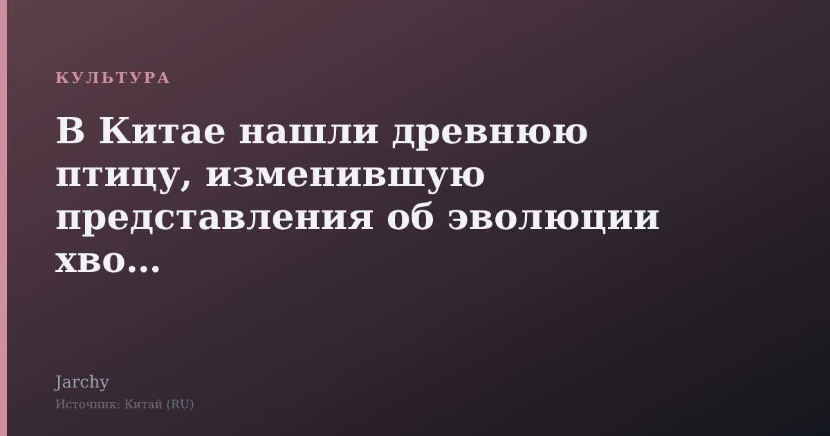 В Китае нашли древнюю птицу, изменившую представления об эволюции хвоста