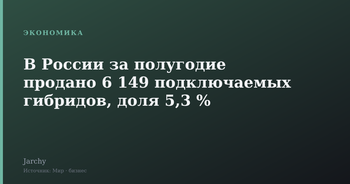 В России за полугодие продано 6 149 подключаемых гибридов, доля 5,3 %