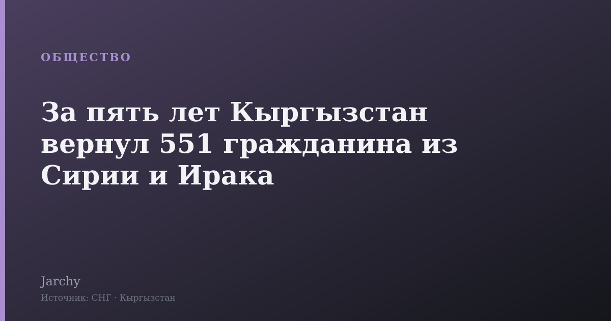 За пять лет Кыргызстан вернул 551 гражданина из Сирии и Ирака